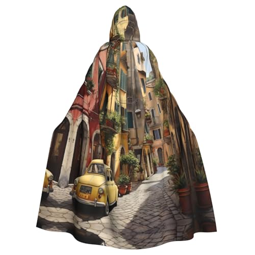 CADREWY Umhang mit italienischem Straßendruck, bezaubernder Kapuzenumhang, Unisex, Umhang für Halloween, Cosplay und Thema von CADREWY