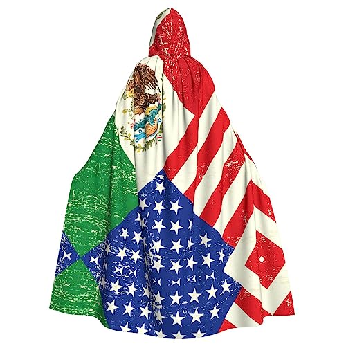 CADREWY Umhang mit mexikanischer amerikanischer Flagge, bezaubernder Umhang mit Kapuze, Unisex, Umhang für Halloween, Cosplay und Thema von CADREWY