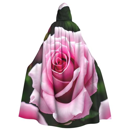 CADREWY Umhang mit rosa Rosenblüten, bezaubernd, mit Kapuze, Unisex, Umhang für Halloween, Cosplay und Thema von CADREWY