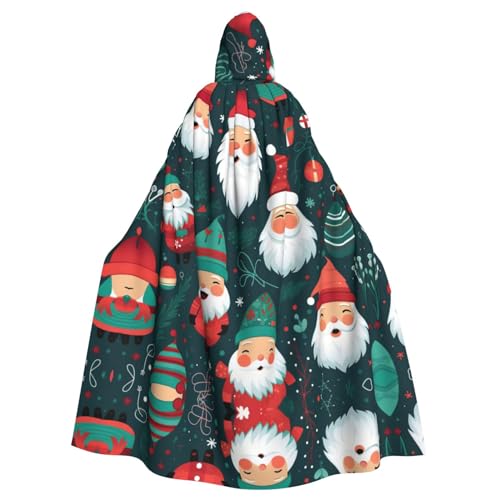 CADREWY Weihnachts-Cartoon-Weihnachtsmann-Druck, bezaubernder Umhang mit Kapuze in voller Länge, Unisex, Umhang für Halloween, Cosplay und Thema von CADREWY