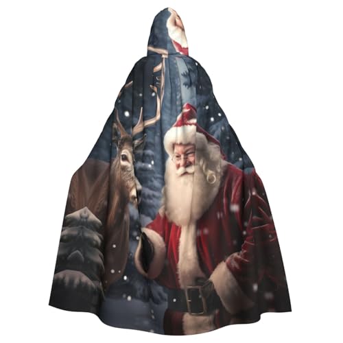 CADREWY Weihnachtsmann-Druck, bezaubernder Umhang mit Kapuze in voller Länge, Unisex, Umhang für Halloween, Cosplay und Thema von CADREWY