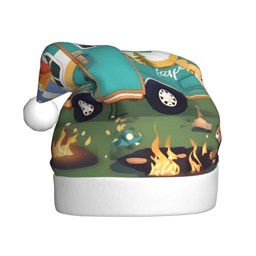 CADREWY Weihnachtsmütze mit Aufschrift "Happy Camper" für Erwachsene, Unisex, Weihnachtsmannmütze mit Weihnachtsfeier-Dekor CADREWY Weihnachtsmütze mit Aufschrift "Happy Camper" für Erwachsene, Unisex, Weihnachtsmannmütze mit Weihnachtsfeier-Dekor von CADREWY