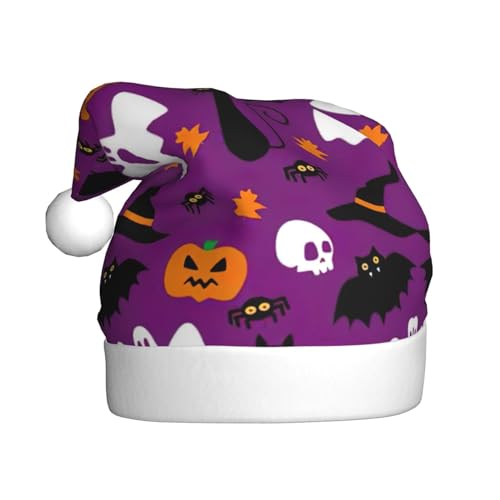 CADREWY Weihnachtsmütze mit Halloween-Horror-Aufdruck, festliche Weihnachtsmannmütze für Erwachsene, Unisex, mit Weihnachtsfeier-Dekor, Violett CADREWY Weihnachtsmütze mit Halloween-Horror-Aufdruck, festliche Weihnachtsmannmütze für Erwachsene, Unisex, mit Weihnachtsfeier-Dekor, Violett von CADREWY