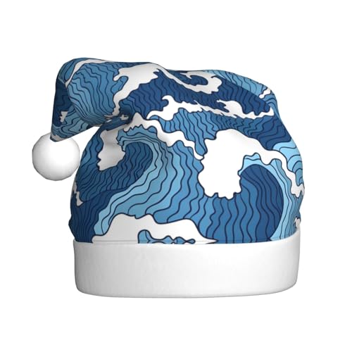 CADREWY Weihnachtsmütze mit Motiv "Stormy Sea Print" für Erwachsene, Unisex, Weihnachtsmannmütze mit Weihnachtsfeier-Dekor von CADREWY