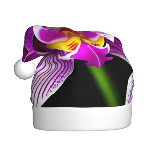 CADREWY Weihnachtsmütze mit Orchideen-Blumendruck, für Erwachsene, Unisex, Weihnachtsmannmütze mit Weihnachtsfeier-Dekoration CADREWY Weihnachtsmütze mit Orchideen-Blumendruck, für Erwachsene, Unisex, Weihnachtsmannmütze mit Weihnachtsfeier-Dekoration von CADREWY
