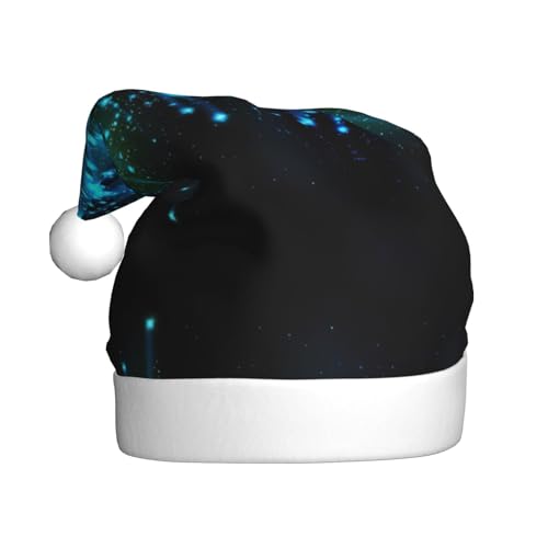 CADREWY Weihnachtsmütze mit Sternen-Aufdruck, für Erwachsene, Unisex, Weihnachtsmannmütze mit Weihnachtsfeier-Dekor von CADREWY