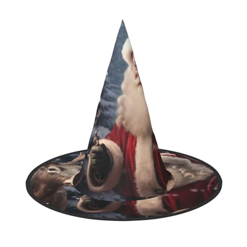 CADREWY Weihnachtsmütze mit Weihnachtsmann-Druck, bequem, für Kostümpartys, Maskerade, Urlaub, Dekorationen, Hut von CADREWY