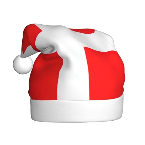 CADREWY Weihnachtsmütze mit dänischer Flagge, Weihnachtsmannmütze für Erwachsene, Unisex, Weihnachtsmannmütze mit Weihnachtsfeier-Dekoration von CADREWY