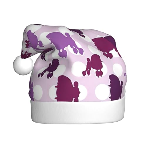 CADREWY Weihnachtsmütze mit violettem Pudel, gepunktet, für Erwachsene, Unisex, Weihnachtsmannmütze mit Weihnachtsfeier-Dekor CADREWY Weihnachtsmütze mit violettem Pudel, gepunktet, für Erwachsene, Unisex, Weihnachtsmannmütze mit Weihnachtsfeier-Dekor von CADREWY