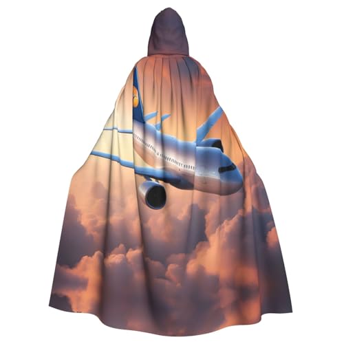 CADREWY Wunderschöner Himmelsflugzeug-Druck, eleganter Kapuzenumhang für Damen und Herren, für Cosplay, Karneval, Partys, Maskerade, Events CADREWY Wunderschöner Himmelsflugzeug-Druck, eleganter Kapuzenumhang für Damen und Herren, für Cosplay, Karneval, Partys, Maskerade, Events von CADREWY