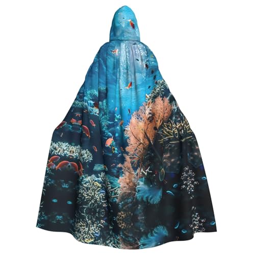 Umhang mit Kapuze und Korallenriff-Druck, bezaubernd, voller Länge, Unisex, Umhang für Halloween, Cosplay und Thema Umhang mit Kapuze und Korallenriff-Druck, bezaubernd, voller Länge, Unisex, Umhang für Halloween, Cosplay und Thema von CADREWY