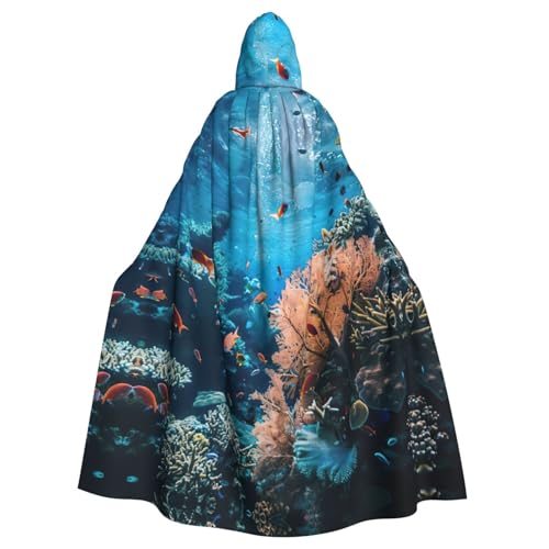 Umhang mit Kapuze und Korallenriff-Druck, bezaubernd, voller Länge, Unisex, Umhang für Halloween, Cosplay und Thema Umhang mit Kapuze und Korallenriff-Druck, bezaubernd, voller Länge, Unisex, Umhang für Halloween, Cosplay und Thema von CADREWY