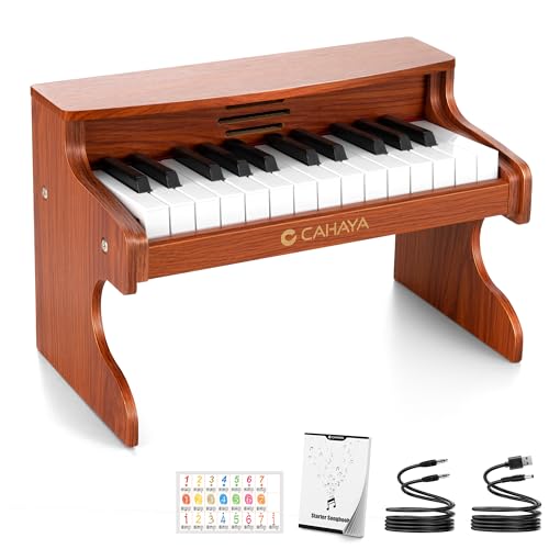 CAHAYA Kinderklavier Holz – 25 Tasten Digitales Lernpiano für Kinder ab 3 Jahren – Musikspielzeug mit Liedbuch, Sticker, Mikrofonanschluss – Geschenk für Jungen & Mädchen CAHAYA Kinderklavier Holz – 25 Tasten Digitales Lernpiano für Kinder ab 3 Jahren – Musikspielzeug mit Liedbuch, Sticker, Mikrofonanschluss – Geschenk für Jungen & Mädchen von CAHAYA