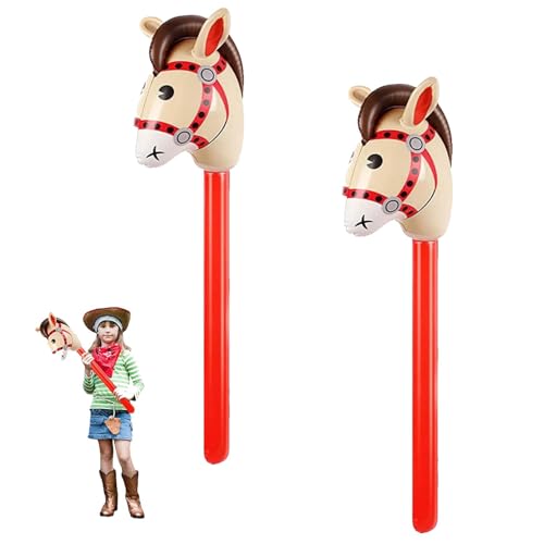 2 Pcs Steckenpferd Kinder,Aufblasbares Pferd,Aufblasbarer Hobby Horse,Pferdekopf Luftballon Mit Stick,Stockpferd Aufblasbar,Pferdekopfstäbe Basteln,für Pony Motto-Party,Geburtstagsfeiern,Kid Spielzeug von CAIKAILIOR