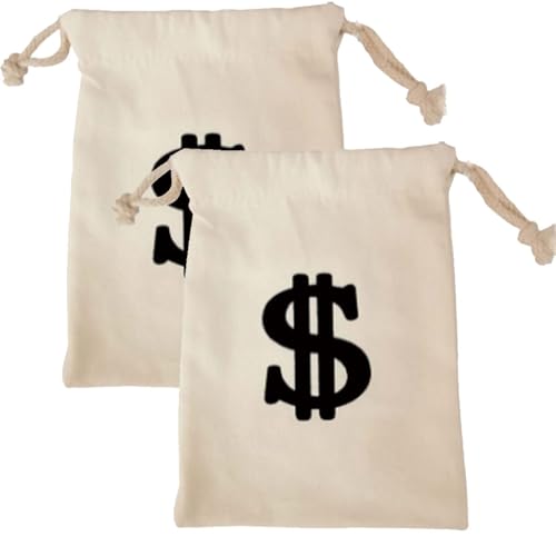 2 Stück Geldsack Mit Dollarzeichen,Bankräuber Kostüm Accessoires,Räuber Canvas Geldsäckchen,Dollarzeichen Stoffsack,Dieb Geld Sack Mit Kordelzug,Dieb Kostüm Zubehör für Karneval Halloween Cosplay 2 Stück Geldsack Mit Dollarzeichen,Bankräuber Kostüm Accessoires,Räuber Canvas Geldsäckchen,Dollarzeichen Stoffsack,Dieb Geld Sack Mit Kordelzug,Dieb Kostüm Zubehör für Karneval Halloween Cosplay von CAIKAILIOR