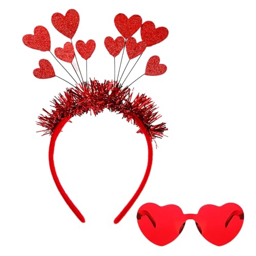 2 Stück Herzbrille Rot und Herz Haarreif Set,Amor Kostüm Damen Accessoires,Glitzer Herz Sonnenbrille,Fasching Haarreifen Herzen,Karneval Brille Rote,Liebe Partybrille,Für Valentinstag Hochzeit JGA 2 Stück Herzbrille Rot und Herz Haarreif Set,Amor Kostüm Damen Accessoires,Glitzer Herz Sonnenbrille,Fasching Haarreifen Herzen,Karneval Brille Rote,Liebe Partybrille,Für Valentinstag Hochzeit JGA von CAIKAILIOR