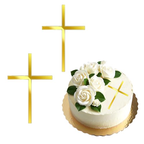 2 Stück Kreuz Tortendeko Taufe,Cake Topper Kommunion,Gold Deko Konfirmation,Mädchen Junge Torte Firmung Acryl Kuchen Dekoration,Goldene Kreuze,für Hochzeit Geburtstag Party Tauftorte (Fein x 2) 2 Stück Kreuz Tortendeko Taufe,Cake Topper Kommunion,Gold Deko Konfirmation,Mädchen Junge Torte Firmung Acryl Kuchen Dekoration,Goldene Kreuze,für Hochzeit Geburtstag Party Tauftorte (Fein x 2) von CAIKAILIOR