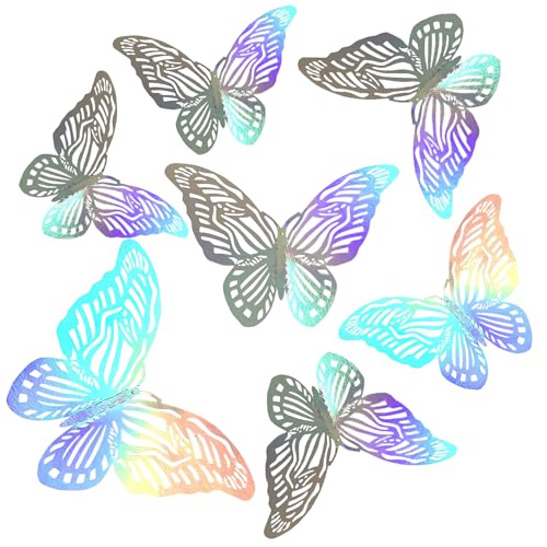 CAIKAILIOR 48 Stück Schmetterling Deko, 3D Schmetterlinge Deko Aufkleber, Silber, Wandtattoo, Bunt Wanddekoration, Für Sammelalbum Wand, Geburtstags Party von CAIKAILIOR