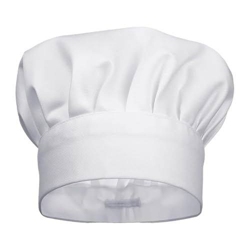 CAIKAILIOR Kochmütze,Herren Damen Koch Kostüm Mütze Weiß Erwachsene Kochhaube Köchin Pizzabäcker Kochhut Unisex Weiße Bäckermütze Chefkoch Kochmützen Cooking Anzug Schwarz Chefmütze (Weiß) von CAIKAILIOR