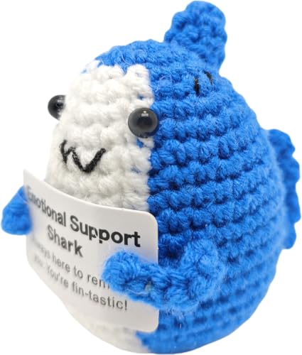 Emotional Support Shark,Positive Geschenke,Mutmacher Geschenk,Selbstbewusstsein Stärken Kinder,Hai Gehäkelte Kuscheltiere,Lustige Geschenke Weihnachten,Pocket Hug,Lucky Charms,Positive Potato,Für Gift von CAIKAILIOR