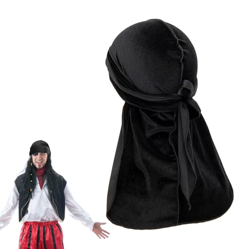 Piraten Kopftuch Damen,100 CM Piratentuch Herren,Pirat Accessoires Kostüm Piratenkostüm Zubehör Piratin Bandana,Karneval Kopfbedeckung Pirate Kopftücher,für Fasching Abschlussball Partei (Schwarz) Piraten Kopftuch Damen,100 CM Piratentuch Herren,Pirat Accessoires Kostüm Piratenkostüm Zubehör Piratin Bandana,Karneval Kopfbedeckung Pirate Kopftücher,für Fasching Abschlussball Partei (Schwarz) von CAIKAILIOR