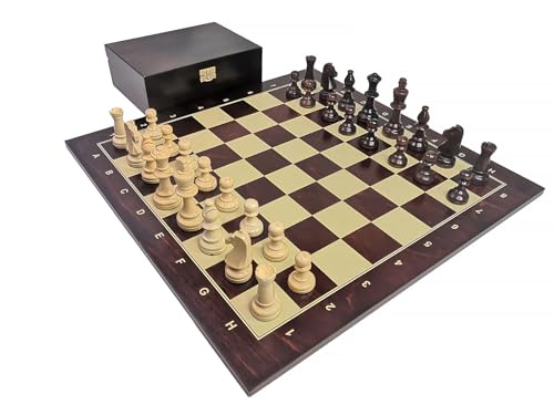 CAISSA Professional Set 48 cm - Staunton Schachfiguren Nr. 5 in Einer Schachtel, Schachbrett aus Holz Nr. 5 von CAISSA