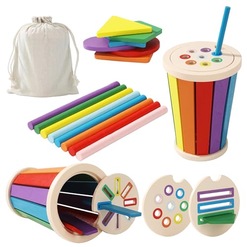 Montessori Spielzeug Ab 1 Jahr, Holz Farb Form Zuordnungsspiele, Sensorisches Spielzeug für die frühe Kindheit, Sortier und Stapelspielzeug für Babys im Alter von 1–3 Jahren, steckspiel ab 1 jahr. von CAIXINYI