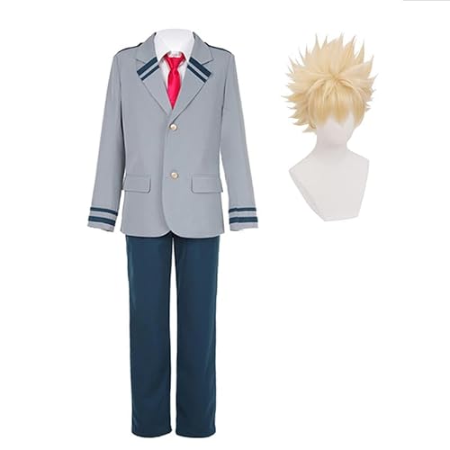 CAIYLAI MHA Cosplay Uniform Todoroki Shouto/Bakugō Katsuki/Midoriya Izuku/Uraraka Ochaco Kostüm Schuluniform Halloween Rollenspiel Komplettes Set (Bakugō Katsuki, XXL) von CAIYLAI