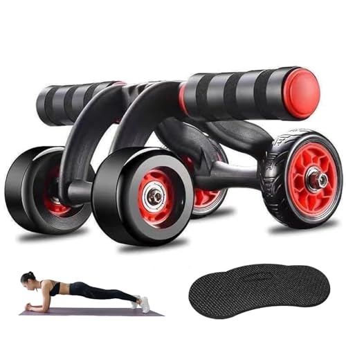 Bauchroller, automatischer Rückprall, Bauchtrainer, 4 Räder, robustes Bauchrad mit Kniematte, rutschfest, geräuscharm, Core Workout, Bauchroller Rad für Männer und Frauen, Bauchroller, Bauchroll Bauchroller, automatischer Rückprall, Bauchtrainer, 4 Räder, robustes Bauchrad mit Kniematte, rutschfest, geräuscharm, Core Workout, Bauchroller Rad für Männer und Frauen, Bauchroller, Bauchroll von CAKEEYUM