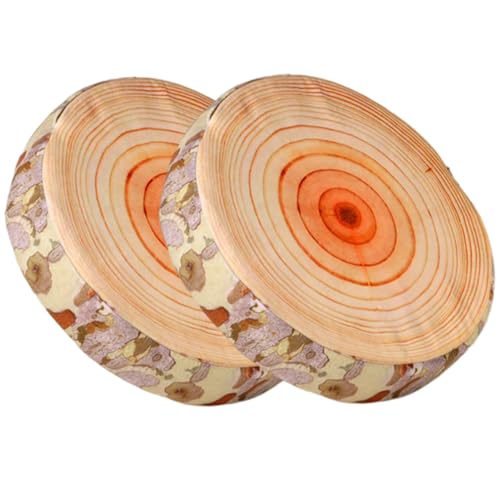 Blockkissen 2pcs 15x15x3 Zoll Holzscheibe Runde Wurfkissen mit Schwamm, abnehmbares gefülltes Plüschbodenkissen mit Reißverschluss für Zuhause, Hotel, Camping -Zelt -Blockkissen, runde Wurfkissen, Bo von CAKEEYUM