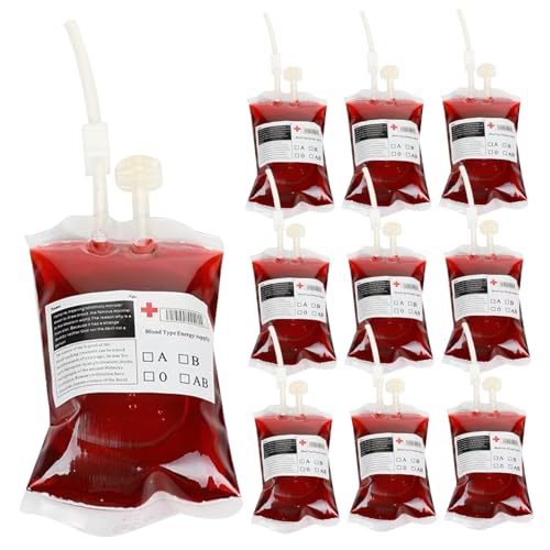 Blutbeutel für Getränke 10pcs 11, 8oz wiederverwendbare Getränkebeutel mit Spritze & Etiketten Vampire Dekor lustige Halloween -Requisiten für Cosplay -Kostüme Krankenschwester Abschlussfeier Bloodbag Blutbeutel für Getränke 10pcs 11, 8oz wiederverwendbare Getränkebeutel mit Spritze & Etiketten Vampire Dekor lustige Halloween -Requisiten für Cosplay -Kostüme Krankenschwester Abschlussfeier Bloodbag von CAKEEYUM