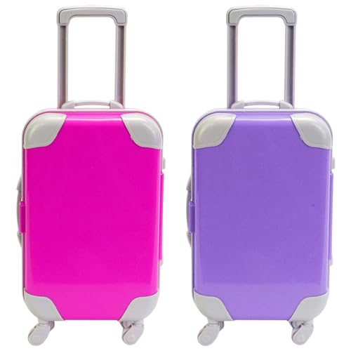 2pcs Mini Koffer realistische Mini -Koffer Party Favor Box Öffnbares -Gepäck mit ausziehbarer Pull Rod & Movable Wheel für Puppenmädchengeschenke, Style 2 -Spiel von CAKEEYUM