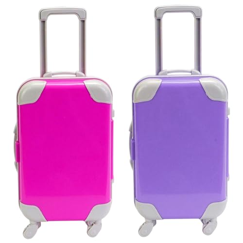 CAKEEYUM 2pcs Mini Koffer realistische Mini -Koffer Party Favor Offenbares -Gepäck mit ausziehbarer Zug Rute und beweglicher Rad - für Puppengeschenke Style 2 von CAKEEYUM