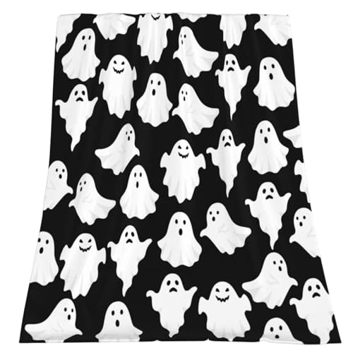 CAKEEYUM Halloween Decke 51 x 59 Zoll Geistermuster Decke Weich warmes Flanell Halloween Dekorationen für Sofa Bettstuhl von CAKEEYUM
