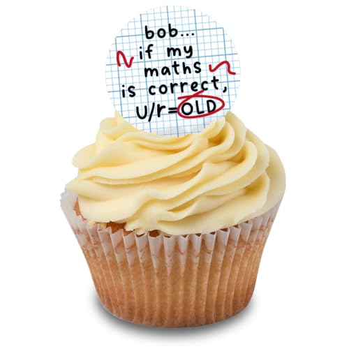Cakeshop Cupcake Personalisierte Essbare Kuchenaufleger Mit Lustigem Mathe-Witz | Personalisieren Mit Ihrem Namen & Alter | Für Geburtstage & Feiern | Zuckerguss & Oblatenpapier Optionen von CAKESHOP edible cake toppers EST. 2012