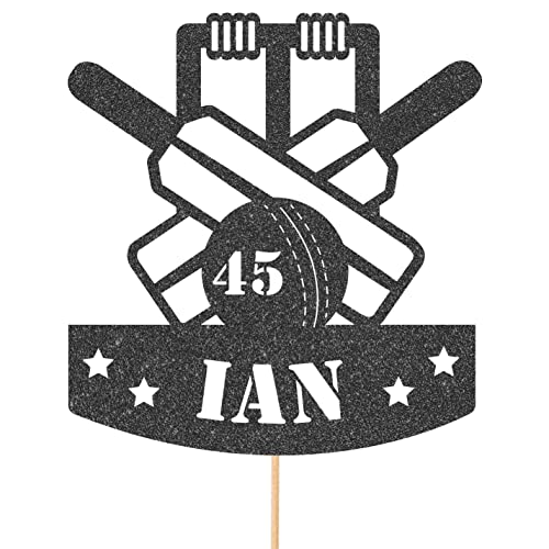 Cakeshop Glitzer-Topper mit Cricket-Motiv, personalisierbar von CAKESHOP edible cake toppers EST. 2012