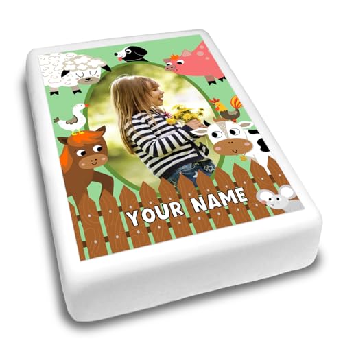 Cakeshop Portrait Personalisierte Essbare Tortendekoration Bauernhoftiere Freunde | Benutzerdefinierter Text oder Name | Für Geburtstage & Feiern | Mehrere Formen & Größen | Zuckerguss & Oblatenpapier von CAKESHOP edible cake toppers EST. 2012
