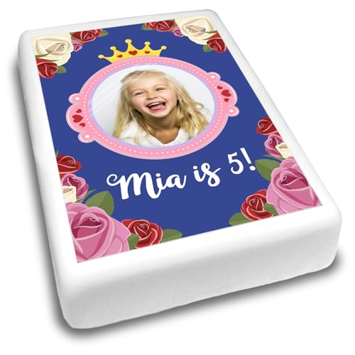 Cakeshop Portrait Personalisierte Essbare Tortendekoration Mit Goldener Prinzessinnenkrone & Rosen| Personalisieren Sie Bild, text| Geburtstage Feiern| Verschiedene Formen Größen| Zucker/Oblatenpapier Cakeshop Portrait Personalisierte Essbare Tortendekoration Mit Goldener Prinzessinnenkrone & Rosen| Personalisieren Sie Bild, text| Geburtstage Feiern| Verschiedene Formen Größen| Zucker/Oblatenpapier von CAKESHOP edible cake toppers EST. 2012