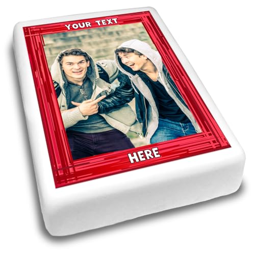 Cakeshop Portrait Personalisierte Essbare Tortendekoration Mit Rotem Rand & Text | Benutzerdefiniertes Bild & Text | Für Geburtstage & Feiern | Mehrere Formen & Größen | Zuckerguss & Oblatenpapier Cakeshop Portrait Personalisierte Essbare Tortendekoration Mit Rotem Rand & Text | Benutzerdefiniertes Bild & Text | Für Geburtstage & Feiern | Mehrere Formen & Größen | Zuckerguss & Oblatenpapier von CAKESHOP edible cake toppers EST. 2012
