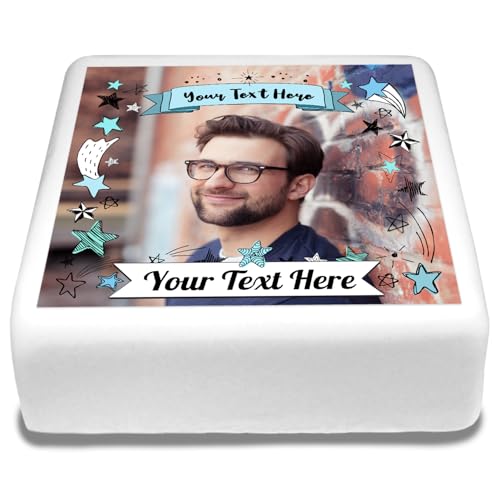 Cakeshop Quadratische Personalisierte Essbare Tortendekoration Mit Sternen & Textbannern| Benutzerdefiniertes Bild & Text| Für Geburtstage & Feiern| Mehrere Formen & Größen| Zuckerguss & Oblatenpapier Cakeshop Quadratische Personalisierte Essbare Tortendekoration Mit Sternen & Textbannern| Benutzerdefiniertes Bild & Text| Für Geburtstage & Feiern| Mehrere Formen & Größen| Zuckerguss & Oblatenpapier von CAKESHOP edible cake toppers EST. 2012