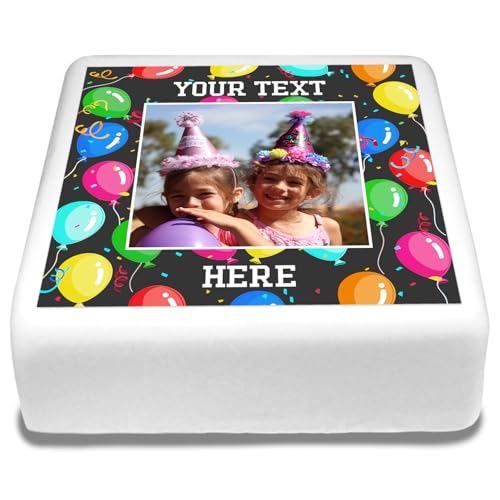 Cakeshop Quadratischer Personalisierter Essbarer Kuchenaufleger mit Ballonrand & Text| Benutzerdefiniertes Bild & Text| Für Geburtstage & Feiern| Mehrere Formen & Größen| Zuckerguss & Oblatenpapier Cakeshop Quadratischer Personalisierter Essbarer Kuchenaufleger mit Ballonrand & Text| Benutzerdefiniertes Bild & Text| Für Geburtstage & Feiern| Mehrere Formen & Größen| Zuckerguss & Oblatenpapier von CAKESHOP edible cake toppers EST. 2012