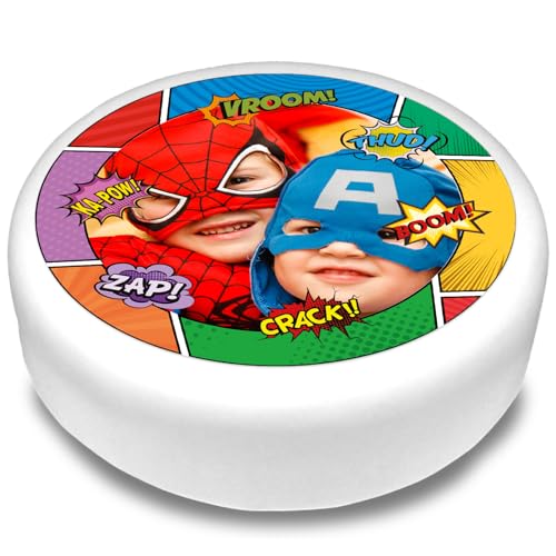 Cakeshop Rund Essbarer personalisierter Kuchenaufleger mit Superhelden-Comicrahmen | Bild anpassen | Für Geburtstage & Feiern | Verschiedene Größen & Formen | Zucker & Oblatenpapier Cakeshop Rund Essbarer personalisierter Kuchenaufleger mit Superhelden-Comicrahmen | Bild anpassen | Für Geburtstage & Feiern | Verschiedene Größen & Formen | Zucker & Oblatenpapier von CAKESHOP edible cake toppers EST. 2012
