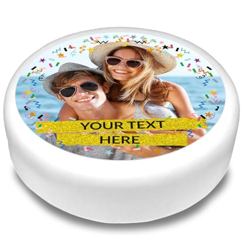 Cakeshop Runde Personalisierte Essbare Tortendekoration Mit Konfetti-Rand & Goldenen Textbannern| Benutzerdefiniertes Bild & Text| Für Geburtstage Feiern| Mehrere Formen Größen| Zucker/Oblatenpapier Cakeshop Runde Personalisierte Essbare Tortendekoration Mit Konfetti-Rand & Goldenen Textbannern| Benutzerdefiniertes Bild & Text| Für Geburtstage Feiern| Mehrere Formen Größen| Zucker/Oblatenpapier von CAKESHOP edible cake toppers EST. 2012