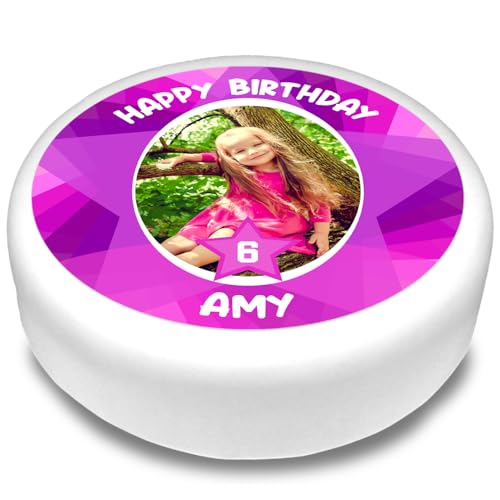 Cakeshop Runde Personalisierte Essbare Tortendekoration Mit Rosa Stern Design & Text | Benutzerdefiniertes Bild & Text | Für Geburtstage & Feiern | Mehrere Formen & Größen | Zuckerguss & Oblatenpapier Cakeshop Runde Personalisierte Essbare Tortendekoration Mit Rosa Stern Design & Text | Benutzerdefiniertes Bild & Text | Für Geburtstage & Feiern | Mehrere Formen & Größen | Zuckerguss & Oblatenpapier von CAKESHOP edible cake toppers EST. 2012