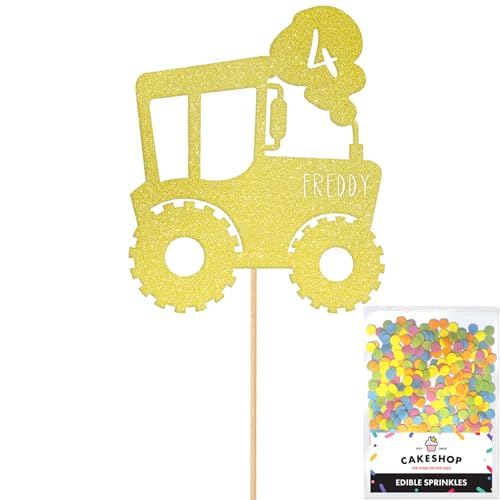 Cakeshop Tortenaufsatz, Motiv: Traktor, personalisierbar, Motiv: Champagner, jedes individuelle Alter und Name, glitzernde Kuchendekoration und Streusel, Happy Birthday Dekorationen, personalisierbar Cakeshop Tortenaufsatz, Motiv: Traktor, personalisierbar, Motiv: Champagner, jedes individuelle Alter und Name, glitzernde Kuchendekoration und Streusel, Happy Birthday Dekorationen, personalisierbar von CAKESHOP edible cake toppers EST. 2012