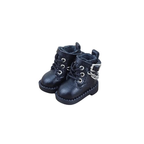 CALEMBOU Puppenschuhe, 1/12 süße Kettenstile BJD Puppe Kleidung Anzug für MJD/OB11/YmY, 4,3 Zoll Puppenzubehör Spielzeug Geschenke für Mädchen (Schwarz) von CALEMBOU