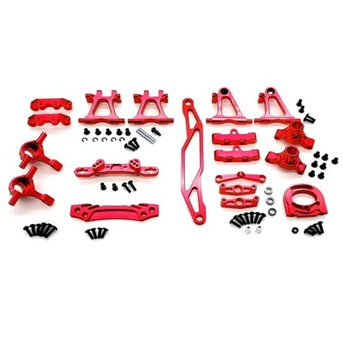 Teile aufrüsten Kompatibel Mit Tamiya TT-02 TT02 Metall-Modifikationszubehör-Set, Aufhängungsarme, Achsschenkel, 1/10 RC-Car-Upgrade-Teile (Color : Red) von CALFEE