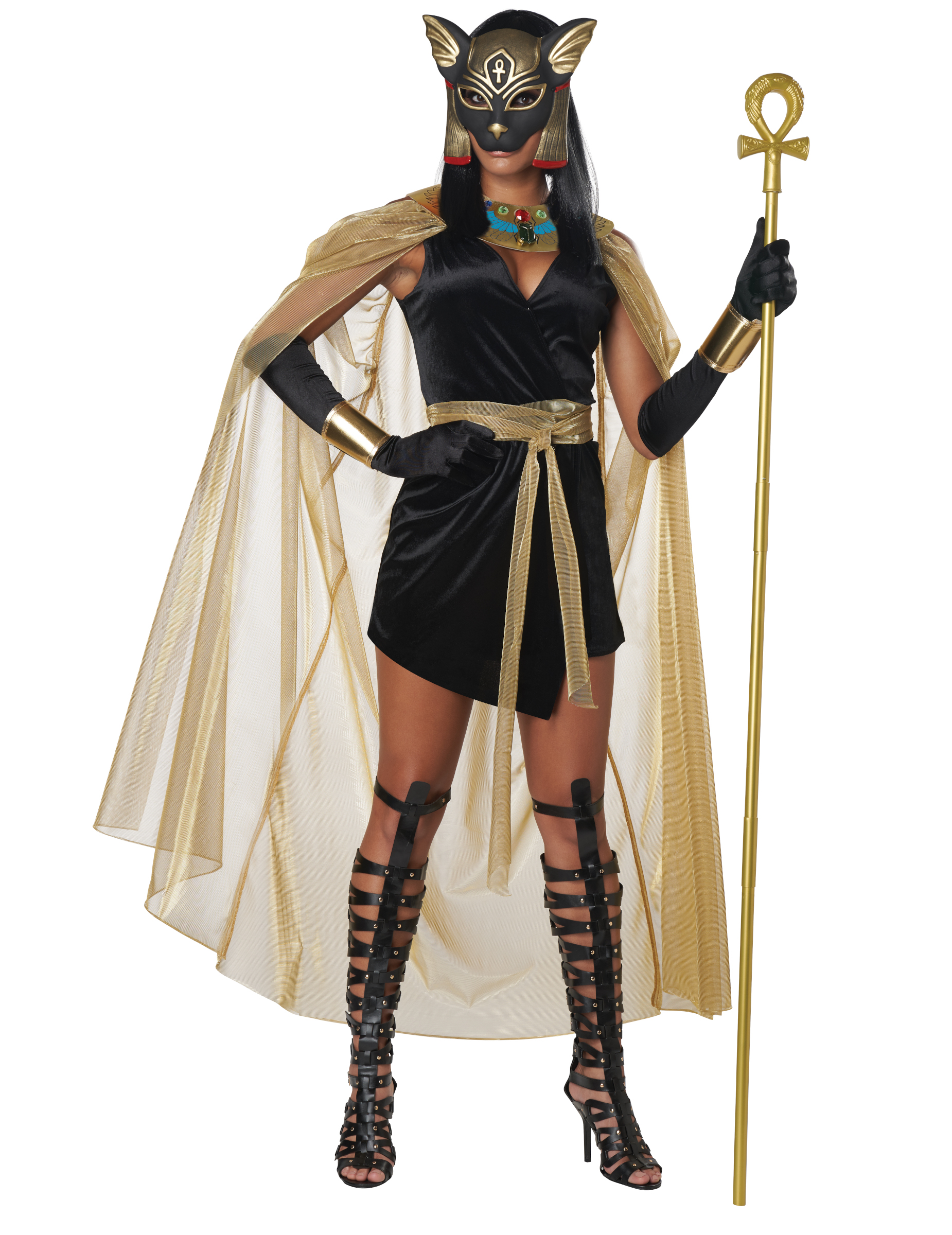 Ägyptische-Göttin-Kostüm Bastet-Kostüm Karneval-Kostüm schwarz-gold Ägyptische-Göttin-Kostüm Bastet-Kostüm Karneval-Kostüm schwarz-gold von KARNEVAL-MEGASTORE