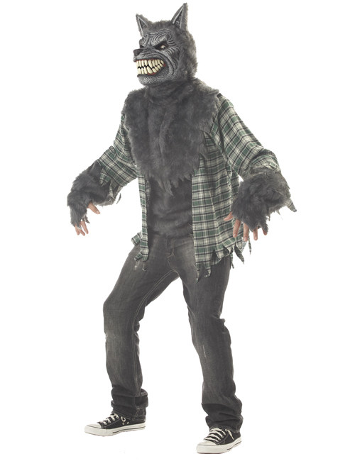 Ani-Motion Werwolf Halloween-Kostüm grau-grün von KARNEVAL-MEGASTORE