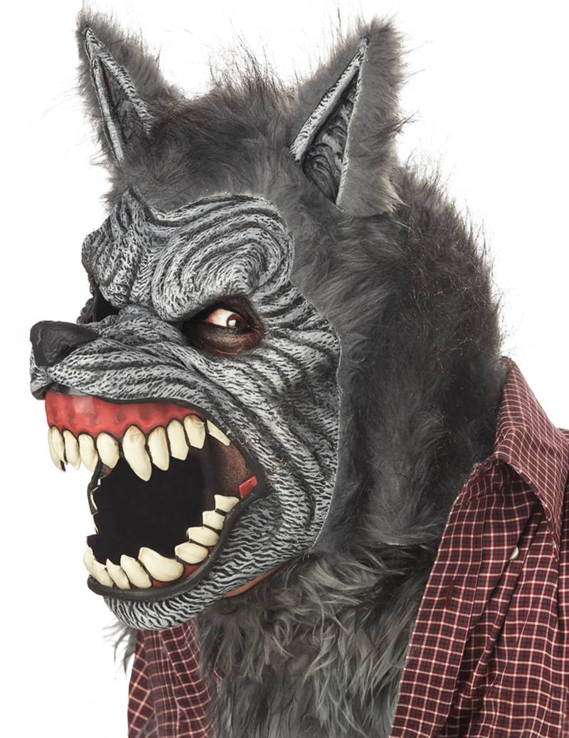 Ani-Motion Werwolf-Maske Kostümzubehör grau von KARNEVAL-MEGASTORE